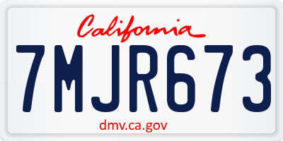CA license plate 7MJR673
