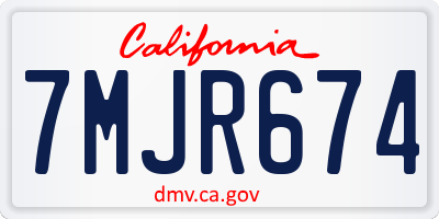 CA license plate 7MJR674