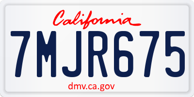 CA license plate 7MJR675
