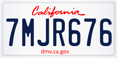 CA license plate 7MJR676