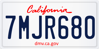 CA license plate 7MJR680