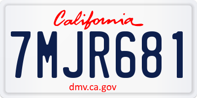 CA license plate 7MJR681