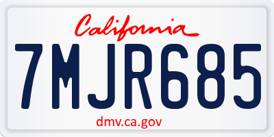 CA license plate 7MJR685