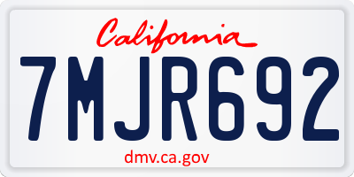 CA license plate 7MJR692
