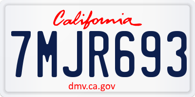 CA license plate 7MJR693