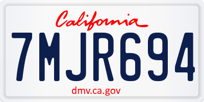 CA license plate 7MJR694