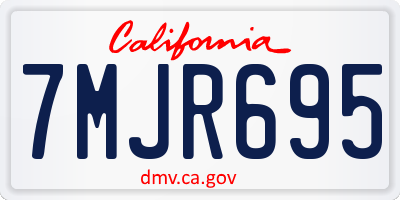 CA license plate 7MJR695