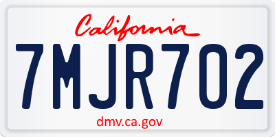 CA license plate 7MJR702