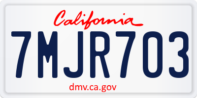 CA license plate 7MJR703