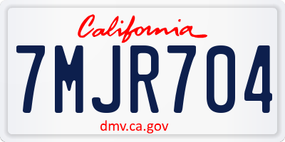 CA license plate 7MJR704