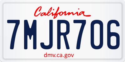 CA license plate 7MJR706