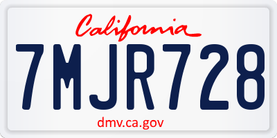 CA license plate 7MJR728