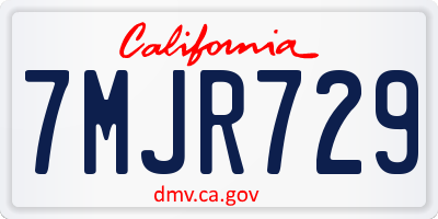 CA license plate 7MJR729