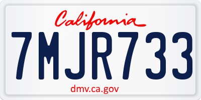 CA license plate 7MJR733
