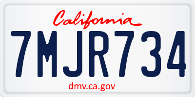 CA license plate 7MJR734
