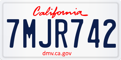 CA license plate 7MJR742