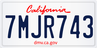 CA license plate 7MJR743
