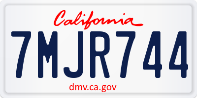 CA license plate 7MJR744