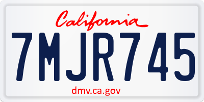 CA license plate 7MJR745