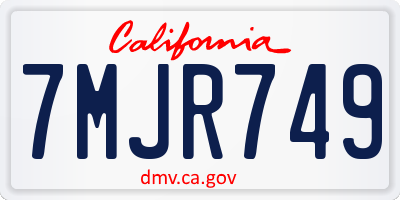 CA license plate 7MJR749
