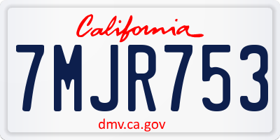 CA license plate 7MJR753