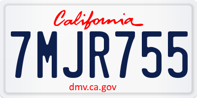 CA license plate 7MJR755