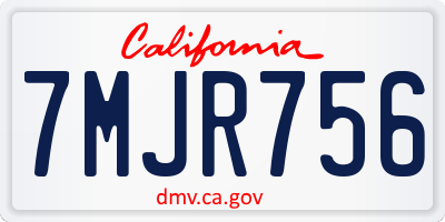 CA license plate 7MJR756