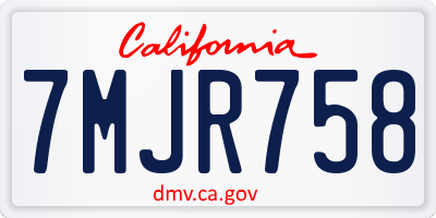 CA license plate 7MJR758