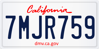 CA license plate 7MJR759