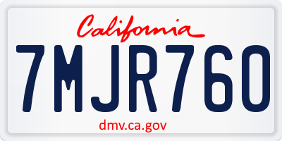 CA license plate 7MJR760