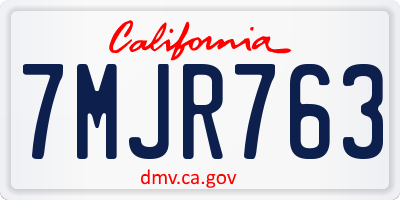 CA license plate 7MJR763