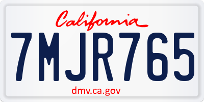 CA license plate 7MJR765