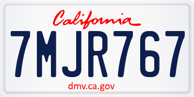CA license plate 7MJR767