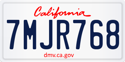 CA license plate 7MJR768
