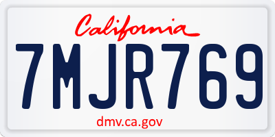 CA license plate 7MJR769