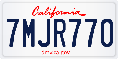 CA license plate 7MJR770