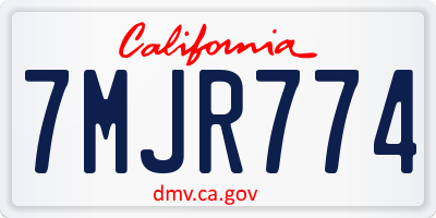 CA license plate 7MJR774