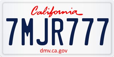 CA license plate 7MJR777