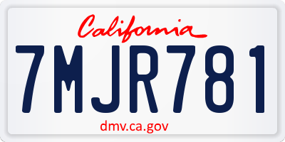 CA license plate 7MJR781
