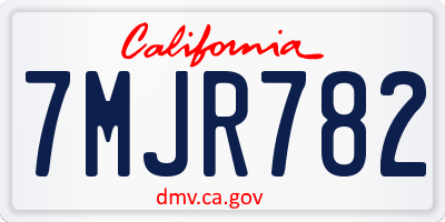 CA license plate 7MJR782