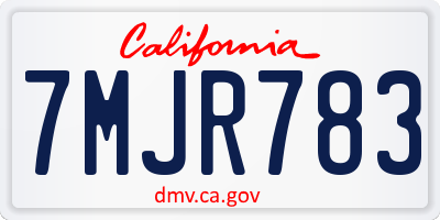 CA license plate 7MJR783