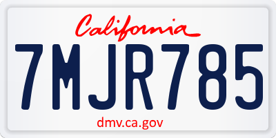 CA license plate 7MJR785