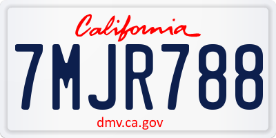 CA license plate 7MJR788