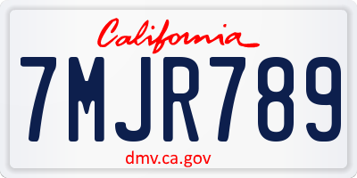 CA license plate 7MJR789
