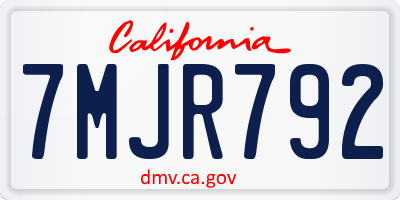 CA license plate 7MJR792