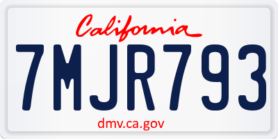 CA license plate 7MJR793