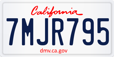 CA license plate 7MJR795