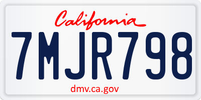 CA license plate 7MJR798