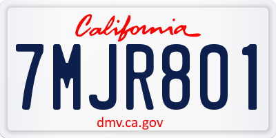 CA license plate 7MJR801