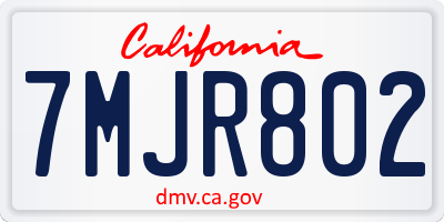 CA license plate 7MJR802